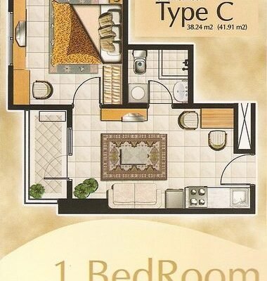 1 Br Type L Floor Plan Layout Thamrin Residence